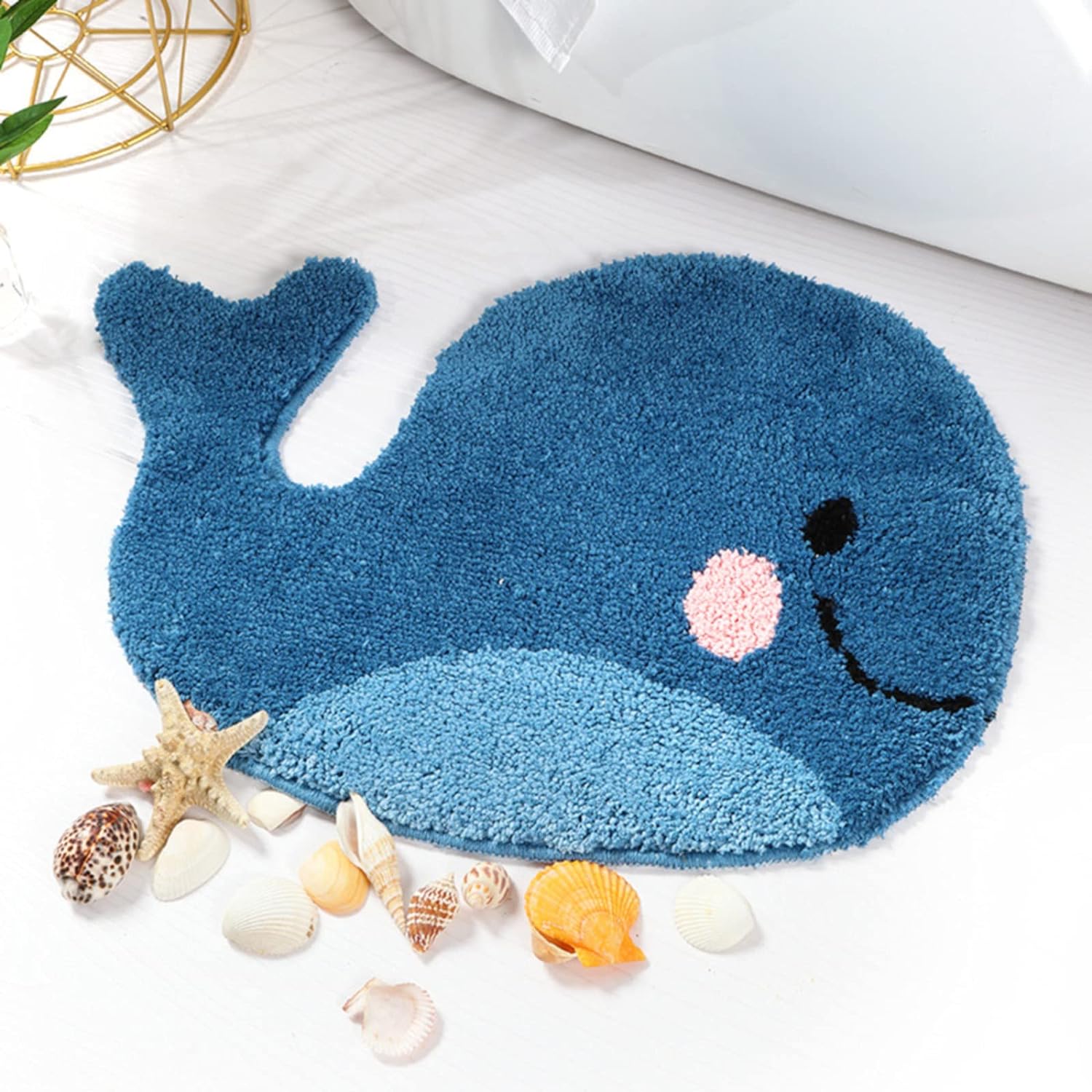 IcosaMro Whale Bath Rug 18x24 Inches Non Slip
