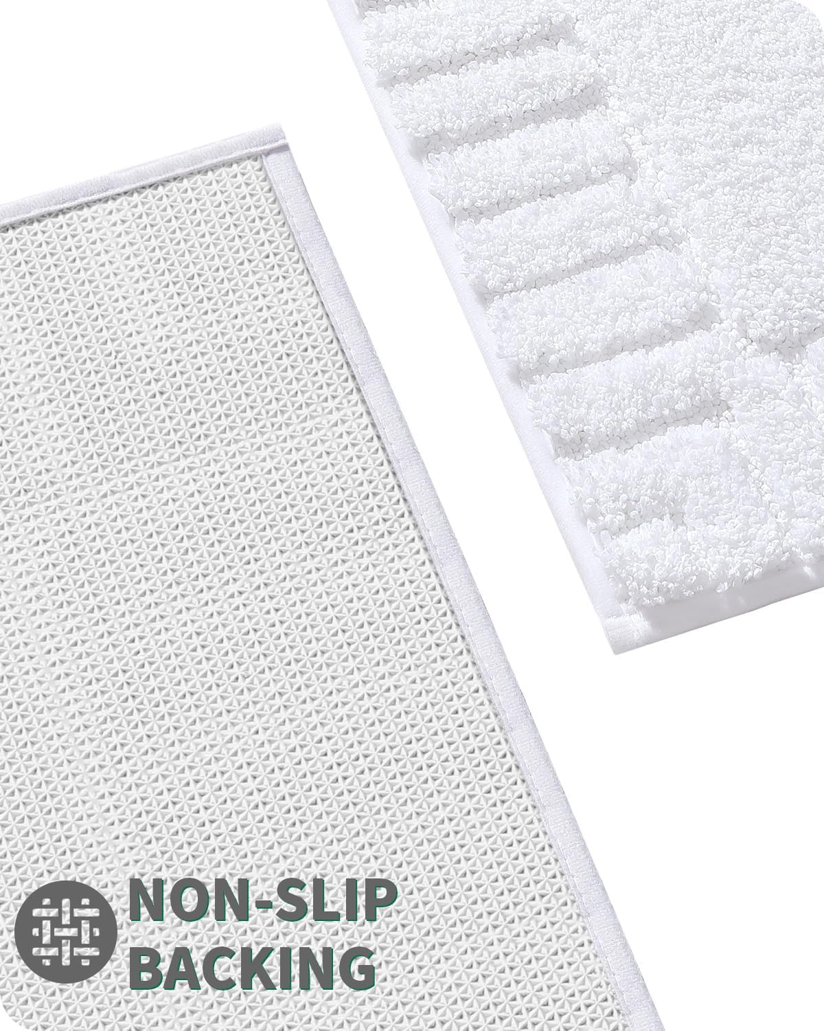 LUMI Non-Slip Bath Rug 20x32 White Machine Washable Thick Absorbent