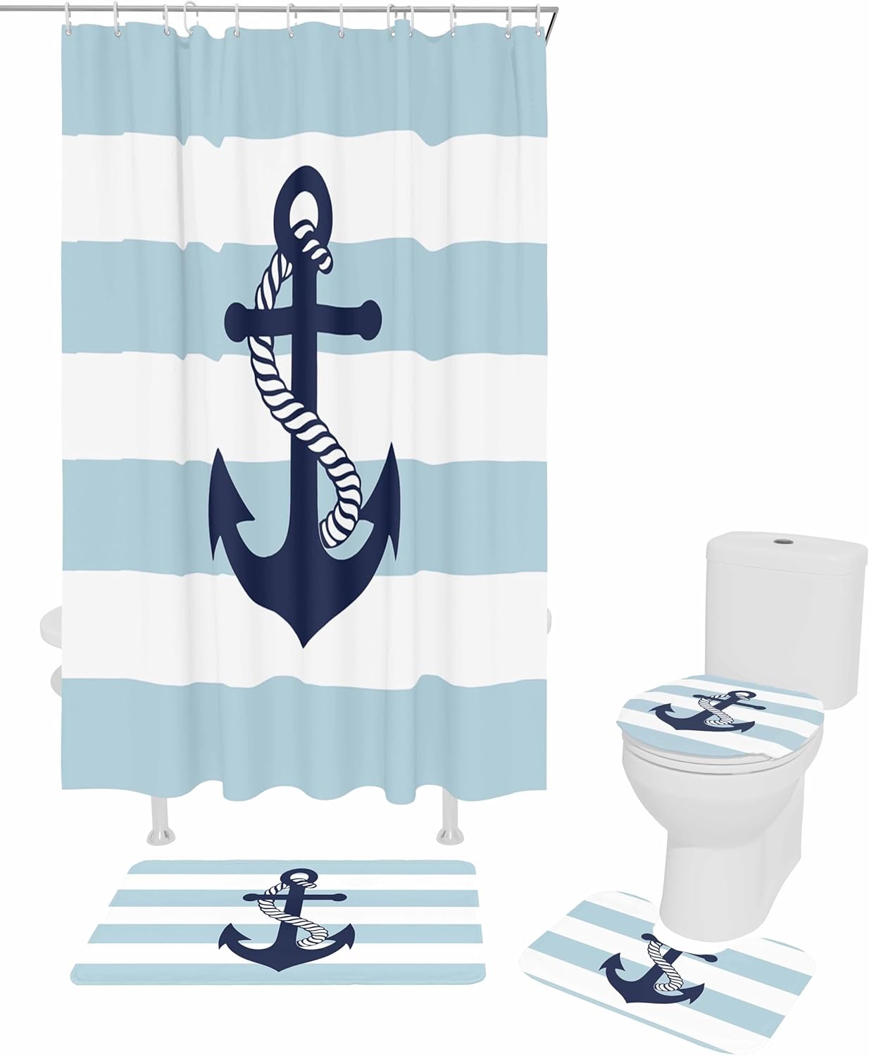 ZOE GARDEN Anchor Striped Bathroom Set