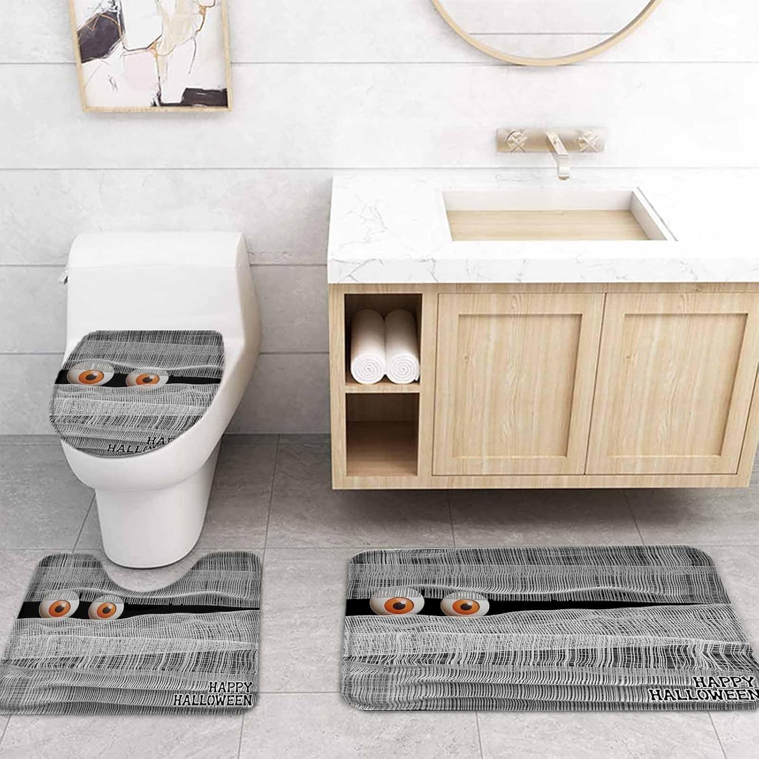 ZOE GARDEN Halloween Bathroom Set with Curtain Rug and Accessories