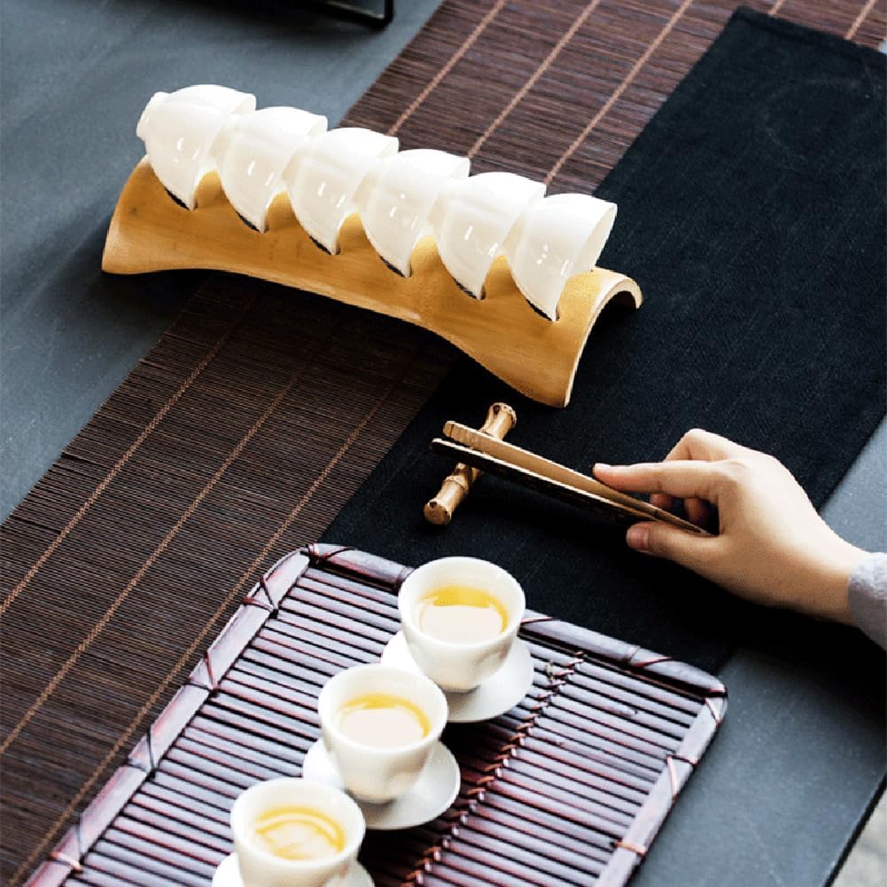 1PC Bamboo Tea Cup Rack 6 Slots Display Holder