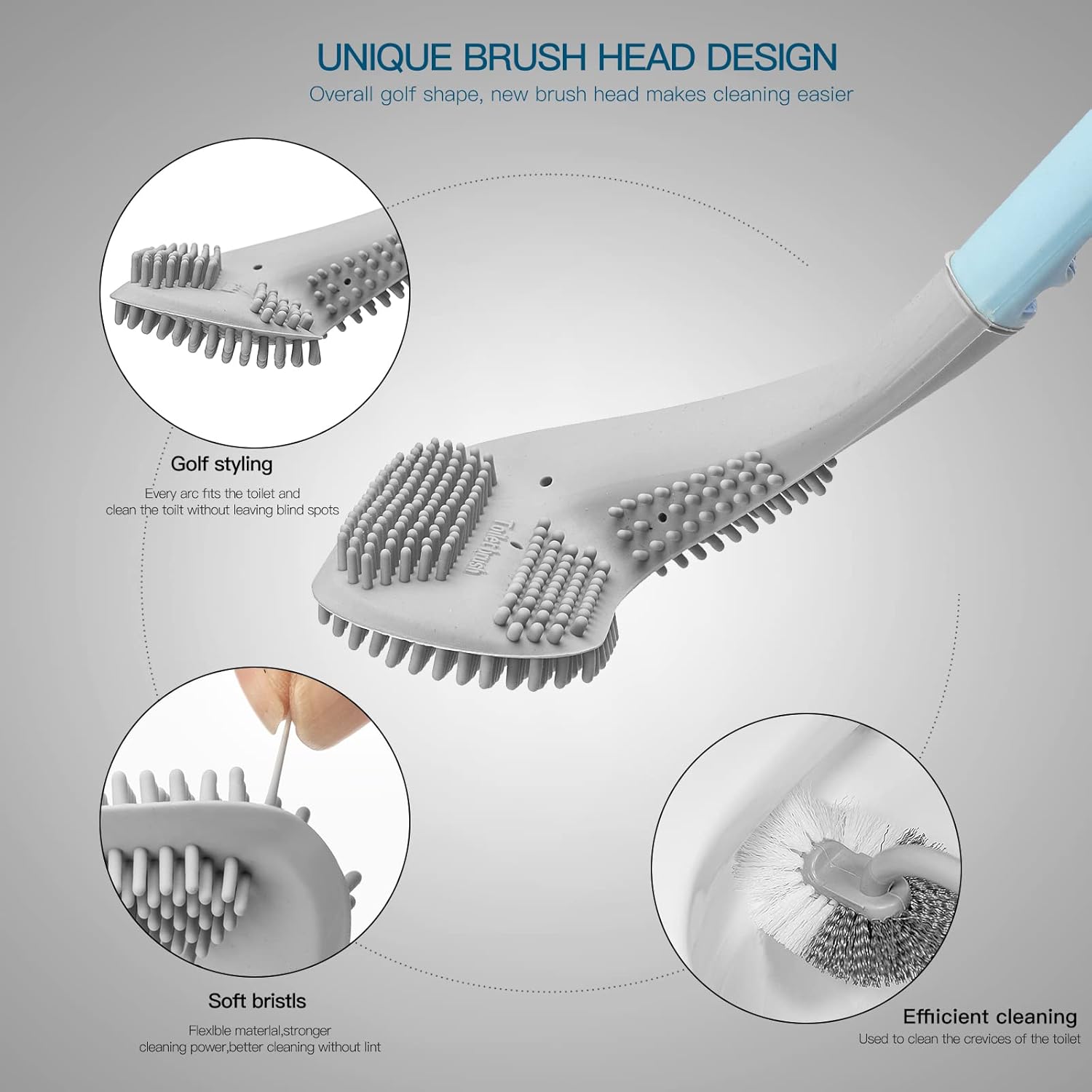 WOBEVB 2Pcs Toilet Brush Set with Curved Design for Deep Cleaning