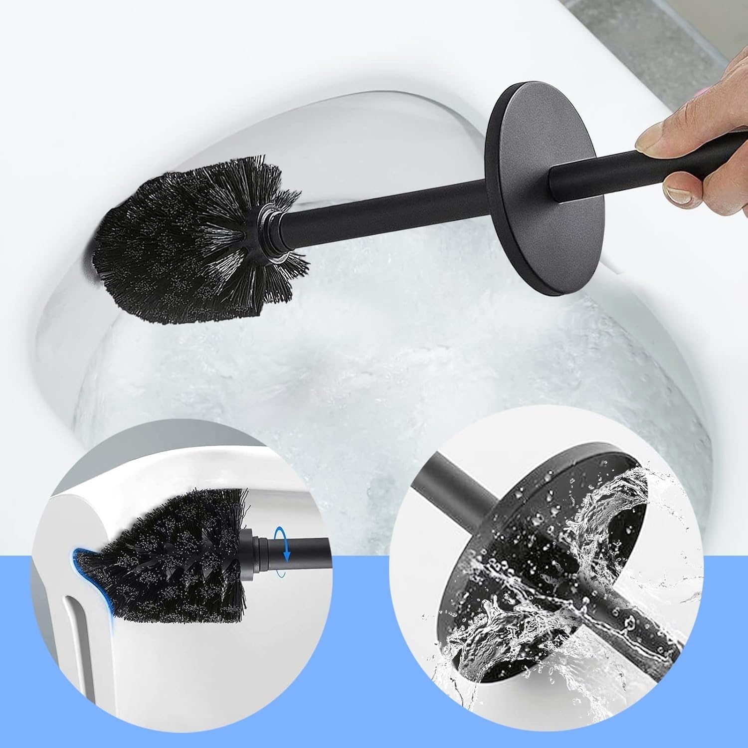 Matt Black Toilet Brush with Metal Holder Set