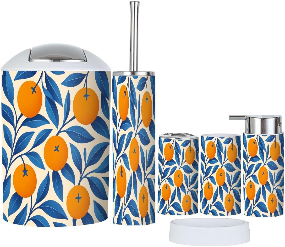 Boho Tropical Bathroom Accessories Set 6 Piece