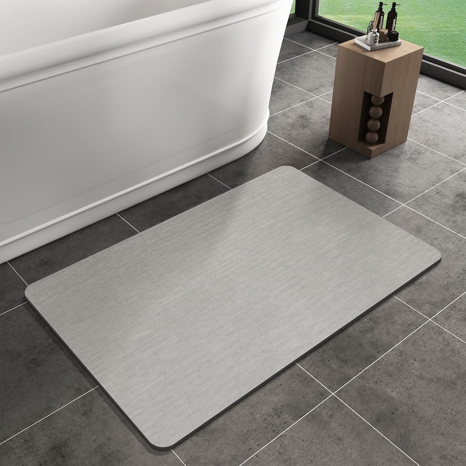 Mecko Light Grey Bath Mat Rug 16x24 Non-Slip Quick Dry Absorbent
