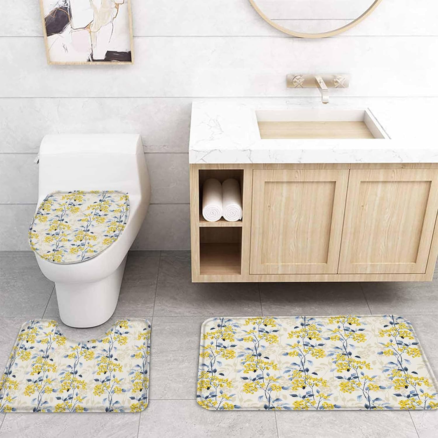 ZOE GARDEN Fruit Yellow Bathroom Set with Rug and Accessories