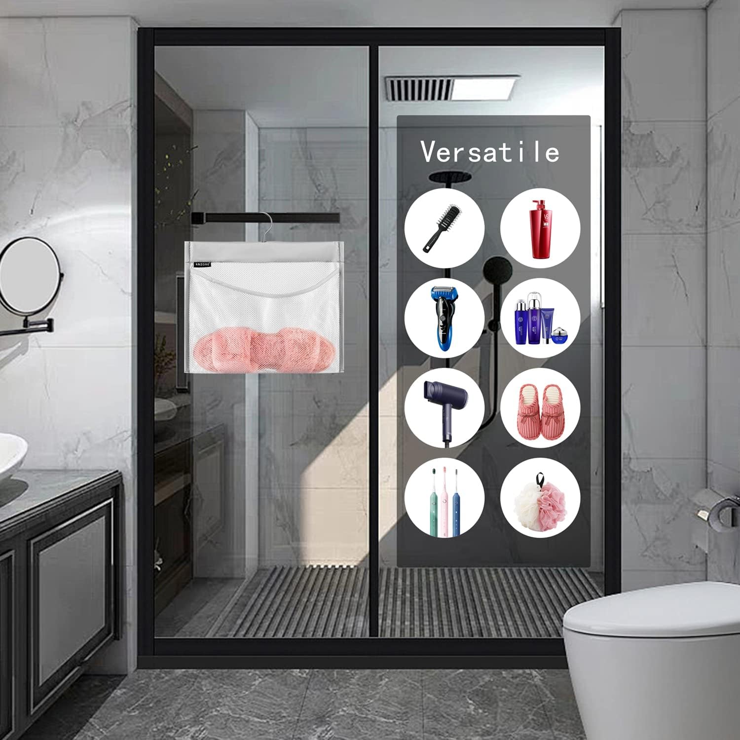 ANZORG Mesh Shower Caddy with Rotating Hanger