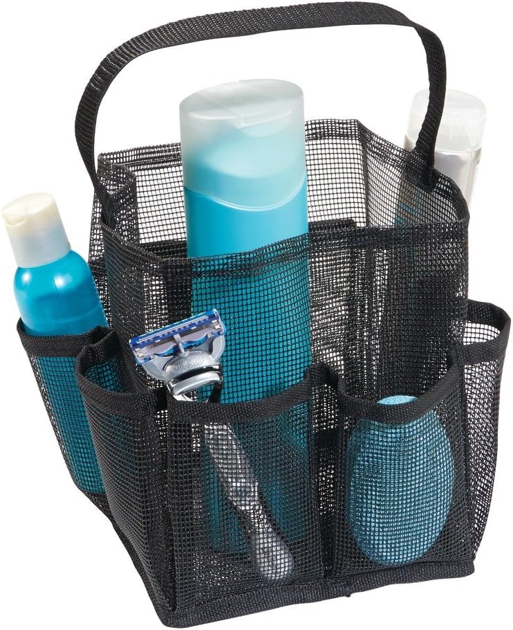 InterDesign Una Shower Caddy Mesh Tote for Shampoo Soap Conditioner Black