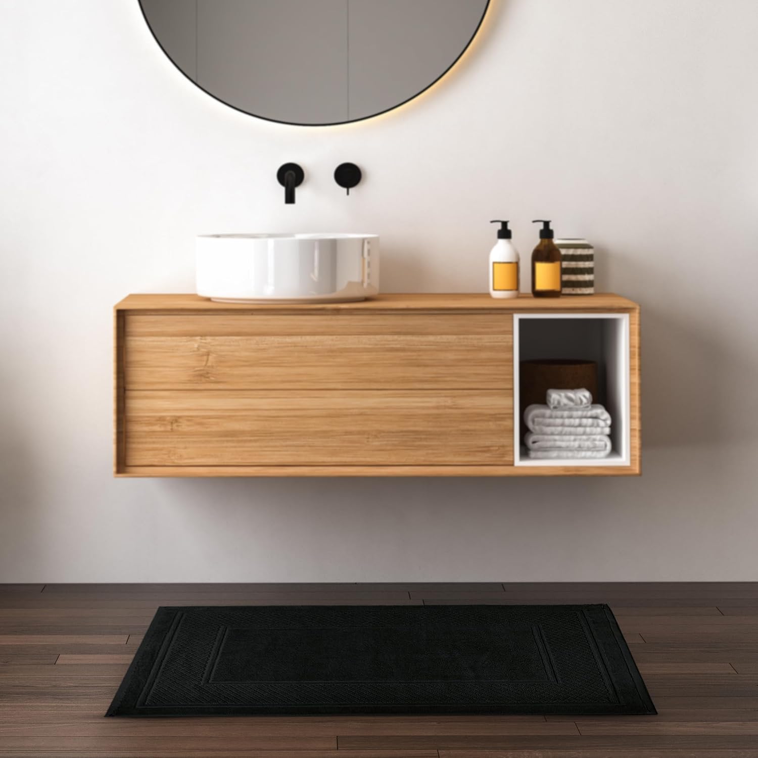 Avalon Towels Black Bath Mat Set of 2 1