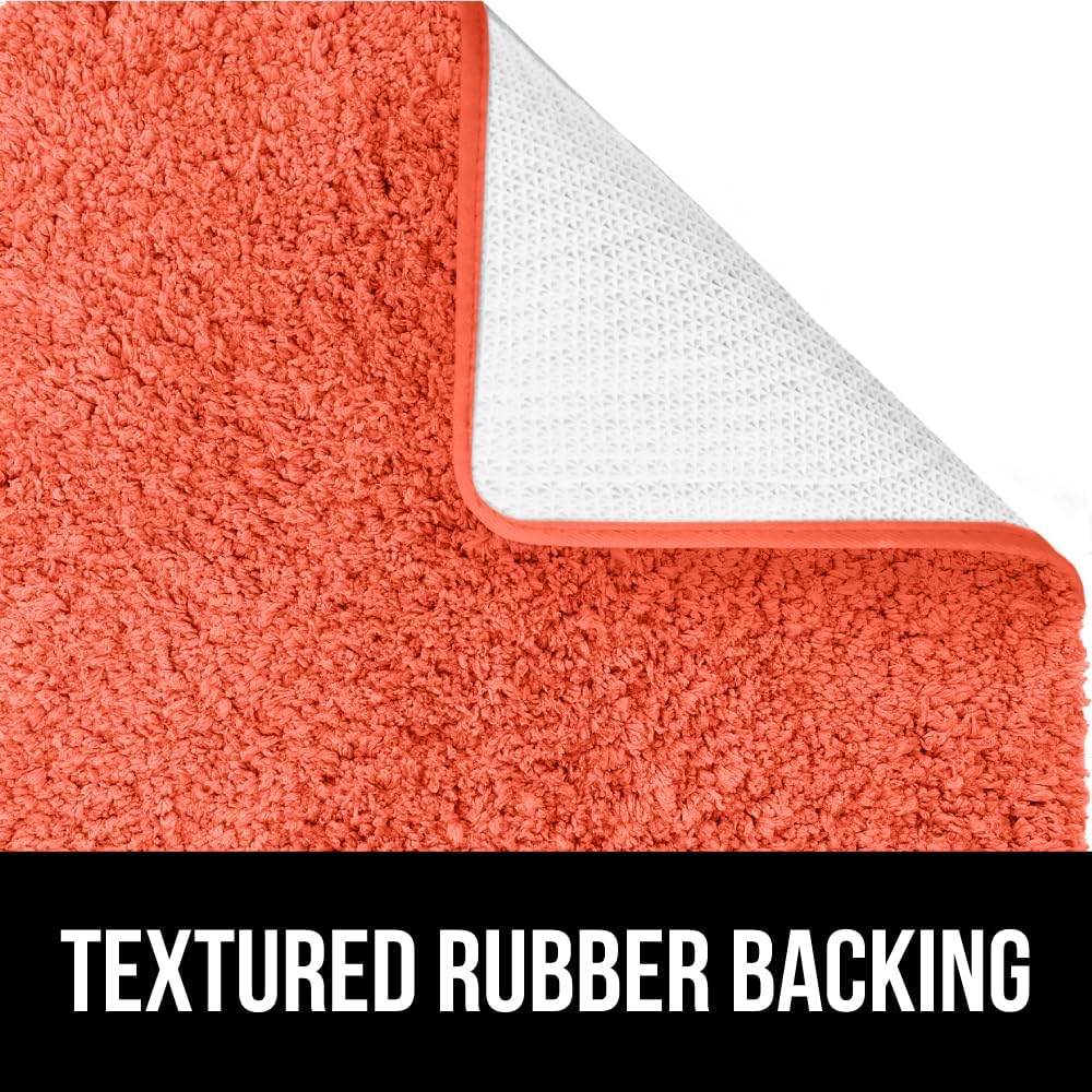 GORILLA GRIP Coral Bath Rug Toilet Lid Cover Bundle