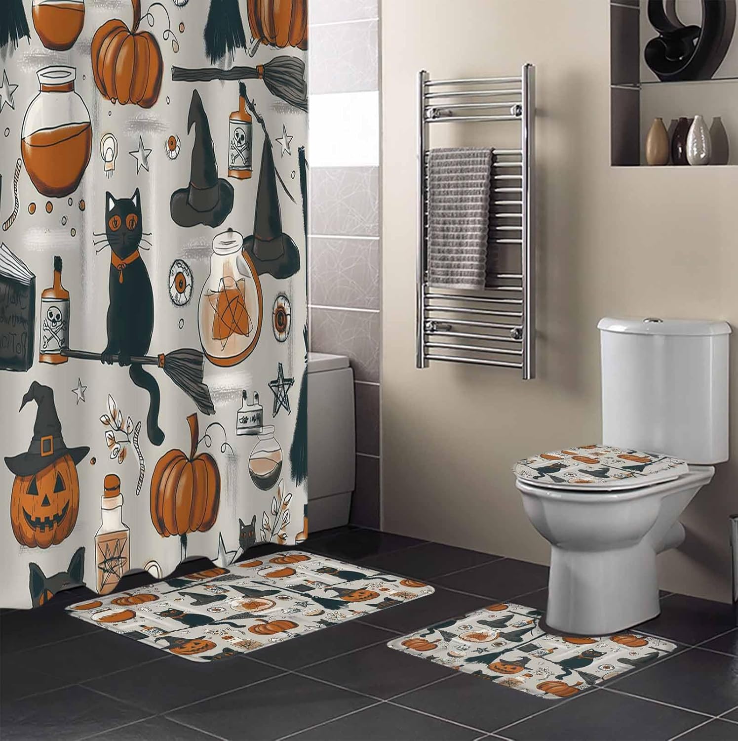 ZOE GARDEN Halloween Bathroom Set with Rug and Accessories