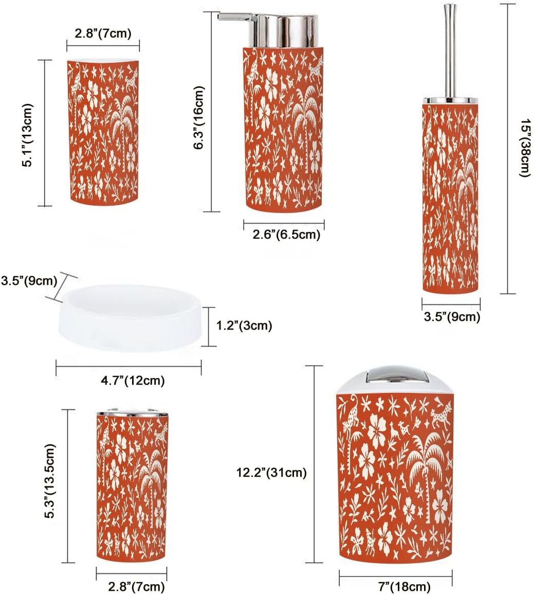 Bohemian Tropical Bathroom Accessory Set 6 Pieces