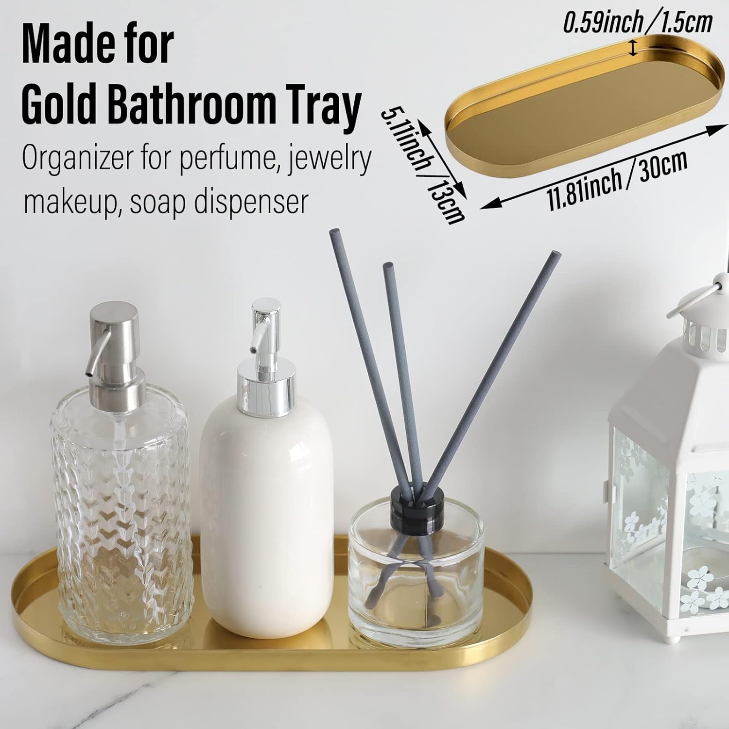 FREELOVE Gold Mirror Tray for Bathroom Vanity