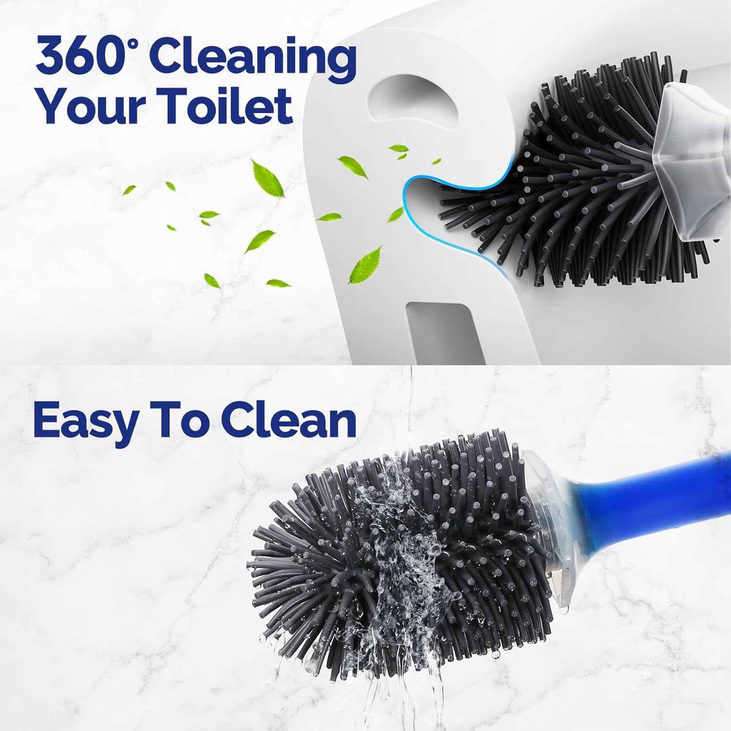 HAMITOR Toilet Brush Holder Set with Silicone Brush