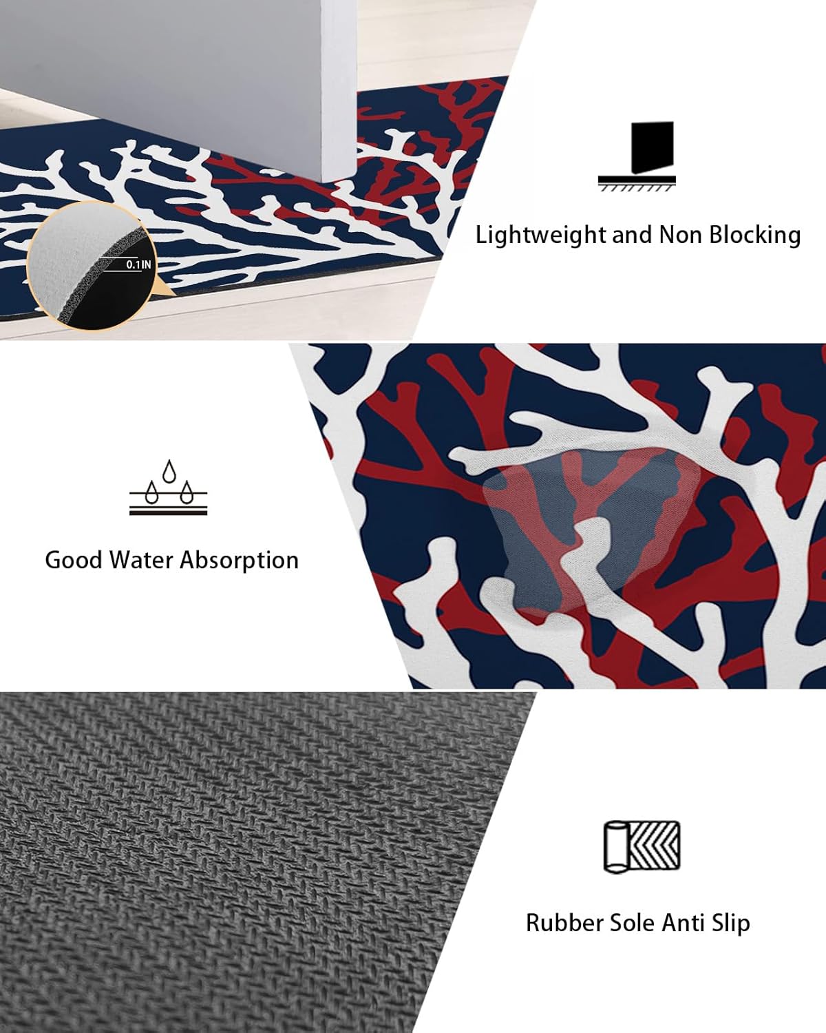 2PCS Non-Slip Diatomite Bath Mat Set for Shower