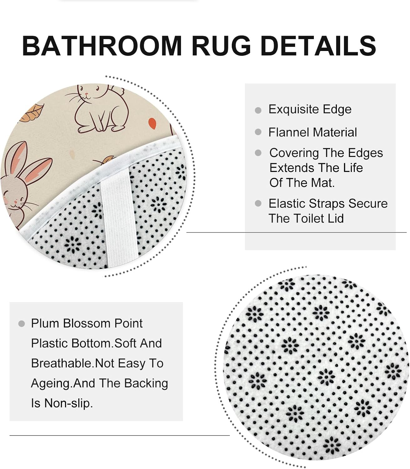 4PCS Fall Cartoon Rabbit Bathroom Set with Non-Slip Rug