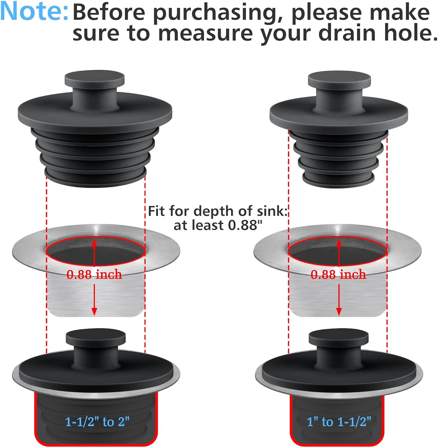 Aluvor 2pcs Bathtub Sink Stopper Set 1