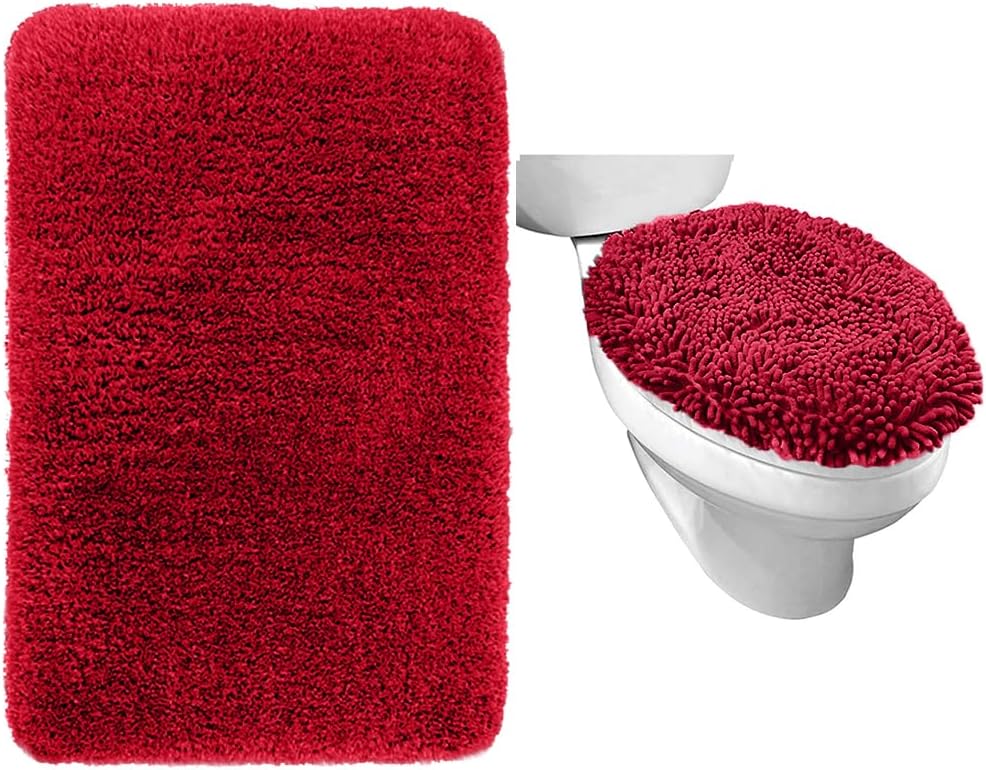 GORILLA GRIP 24x17 Bath Rug 175x15 Toilet Cover Set Red