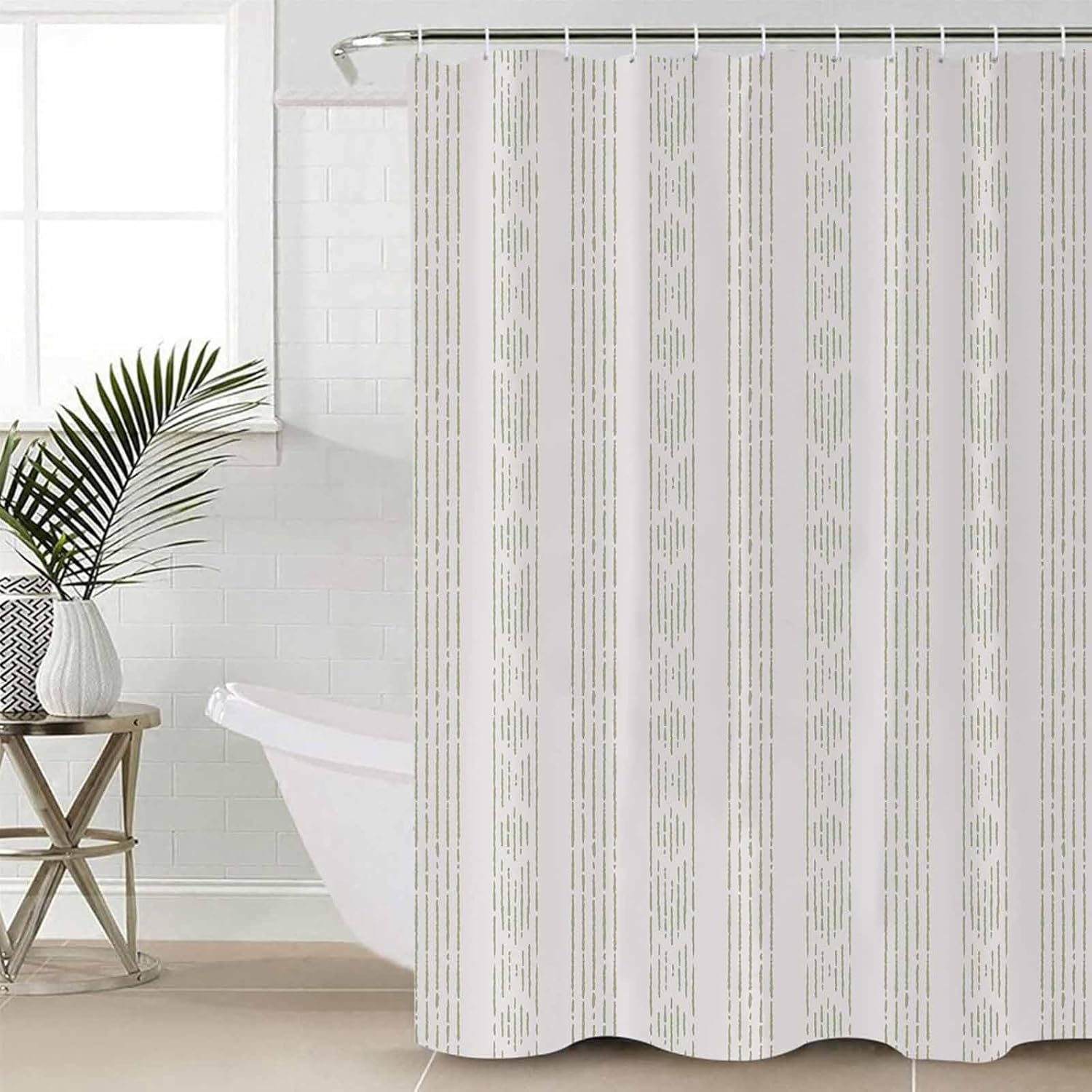 ZOE GARDEN Boho Sage Green Bathroom Set with Curtain Rug and Accessories