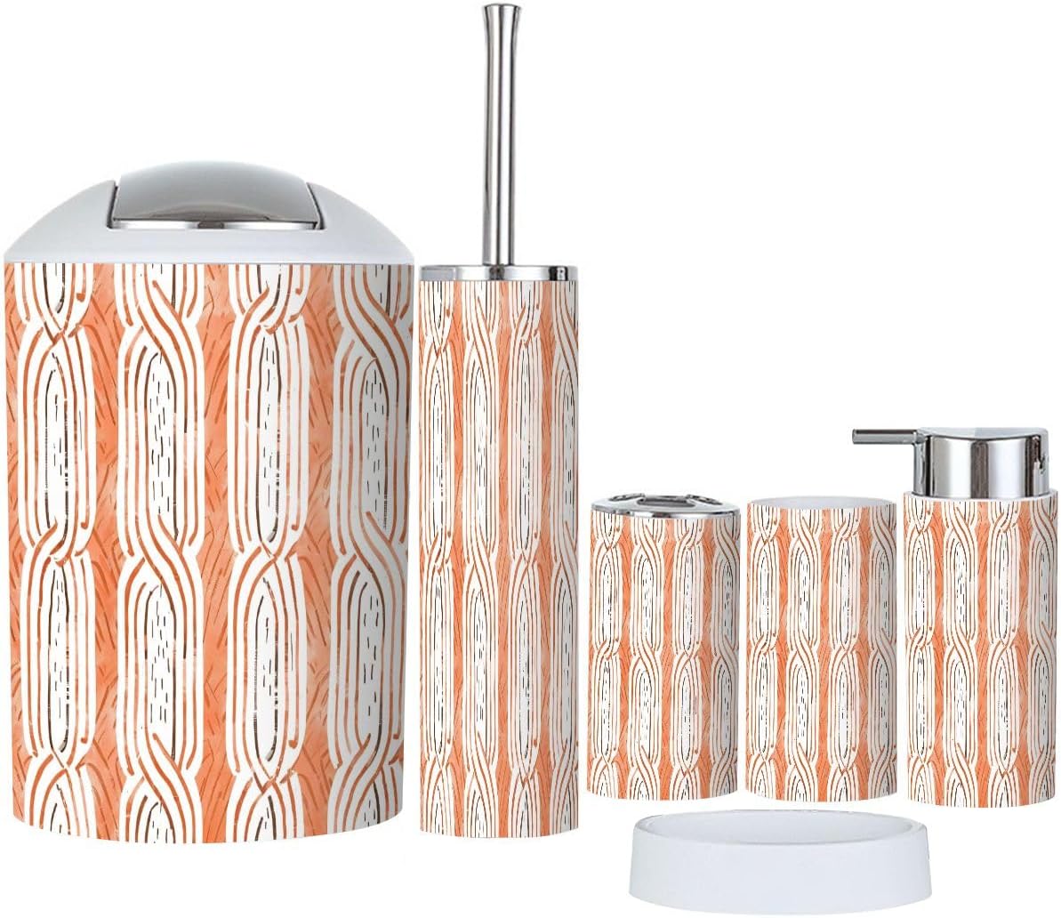 Boho Bathroom Accessory Set 6 Piece Modern Mid Century