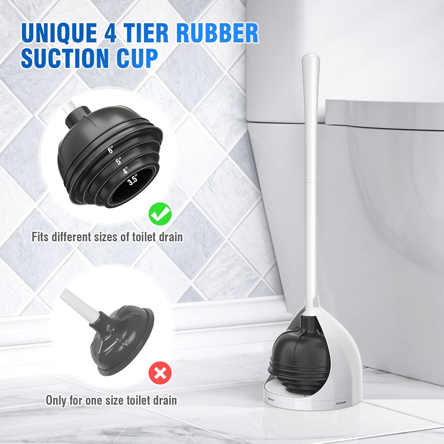 UPTRONIC 3 Pack Toilet Brush and Plunger Set
