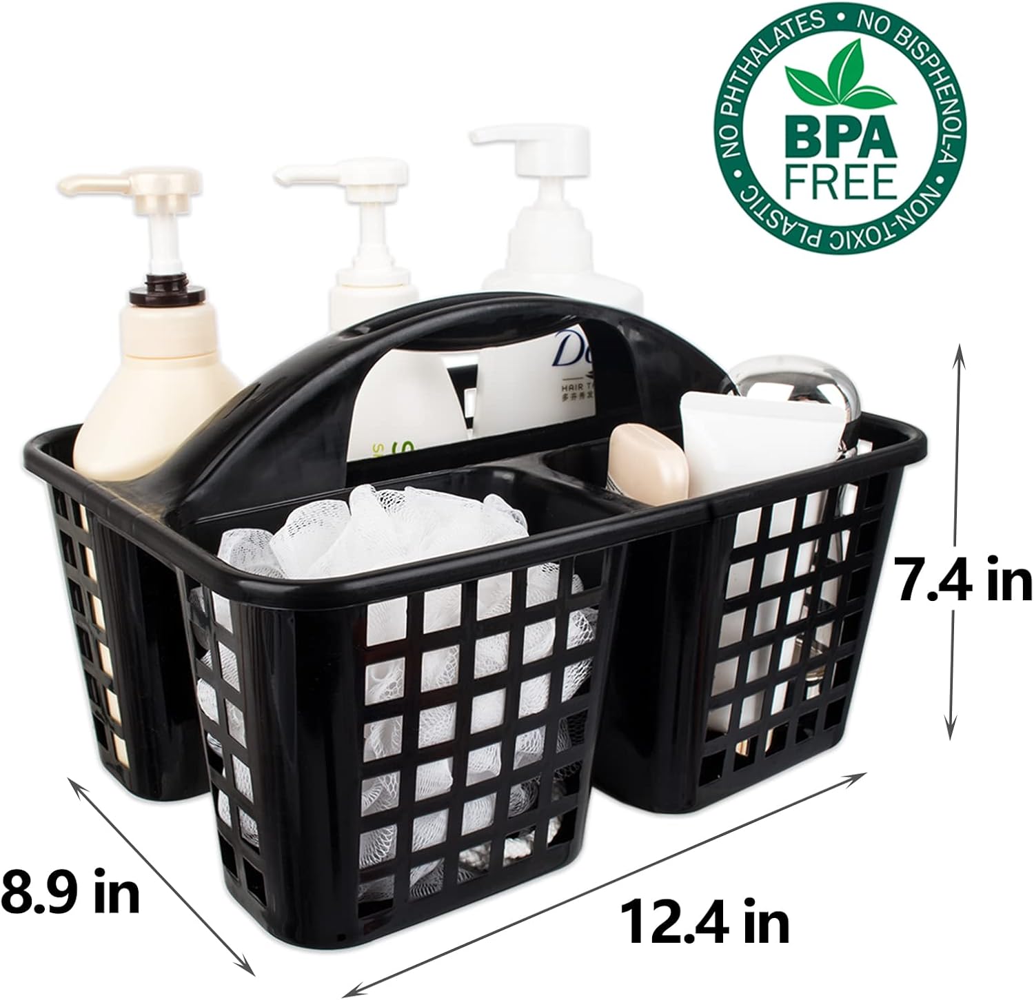 JiatuA Black Portable Shower Caddy Basket with Handle