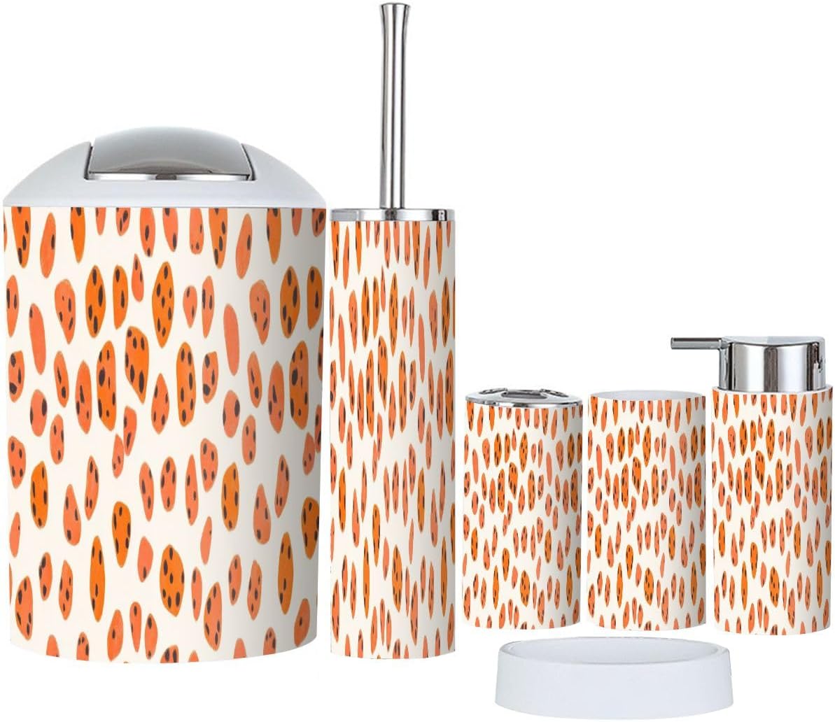 Boho Leopard Print Bathroom Accessory Set 6 Piece 1