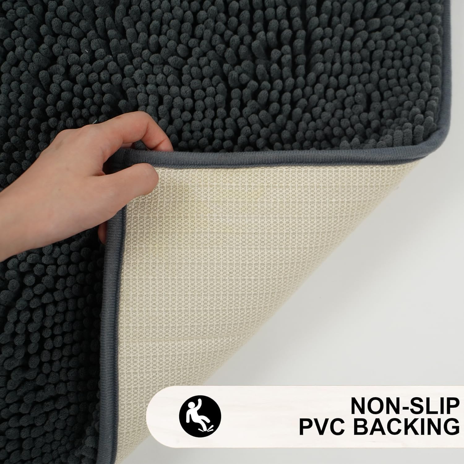 Sheepping Non Slip Black Bath Rug Mat 59 x 20