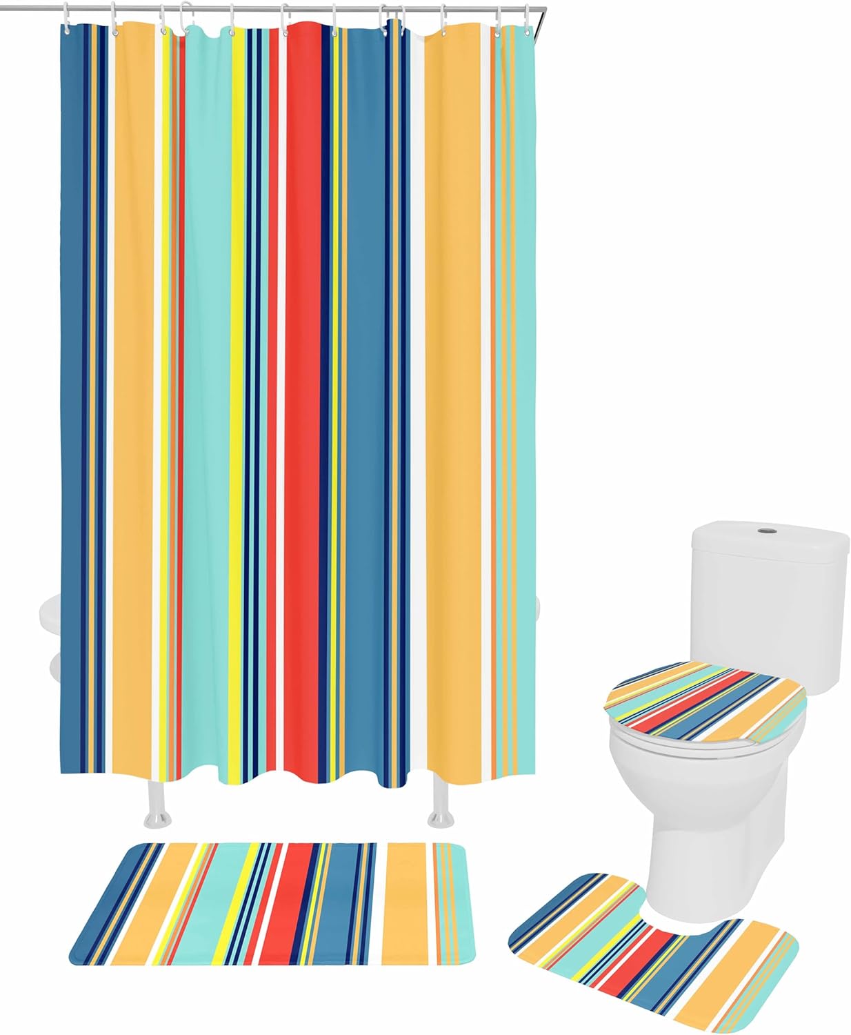 ZOE GARDEN Colorful Stripes Bathroom Set