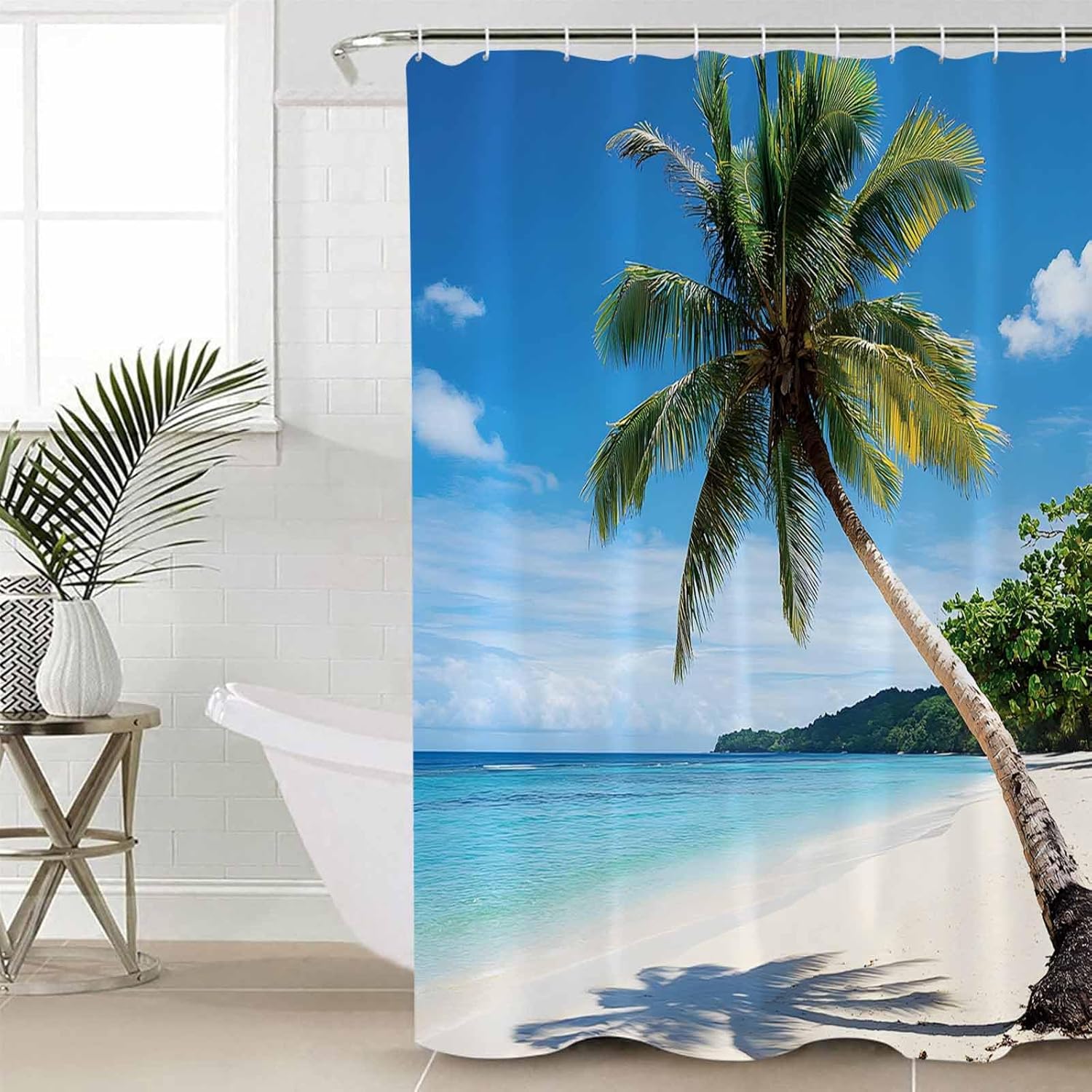 Ocean Beach Bathroom Set with Curtain Rug and Accessories