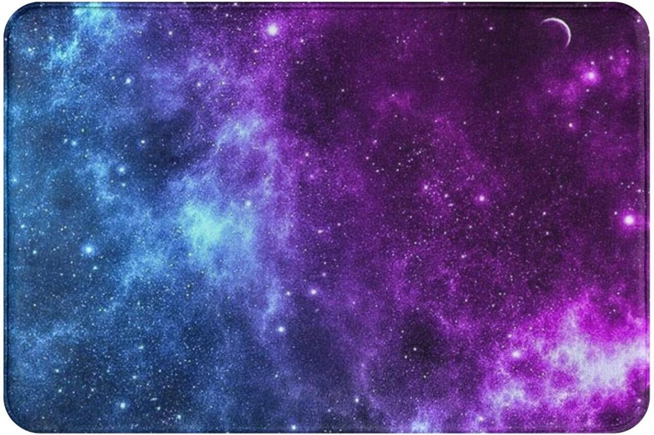 Galaxy Blue Purple Bath Mat with Non-Slip Design