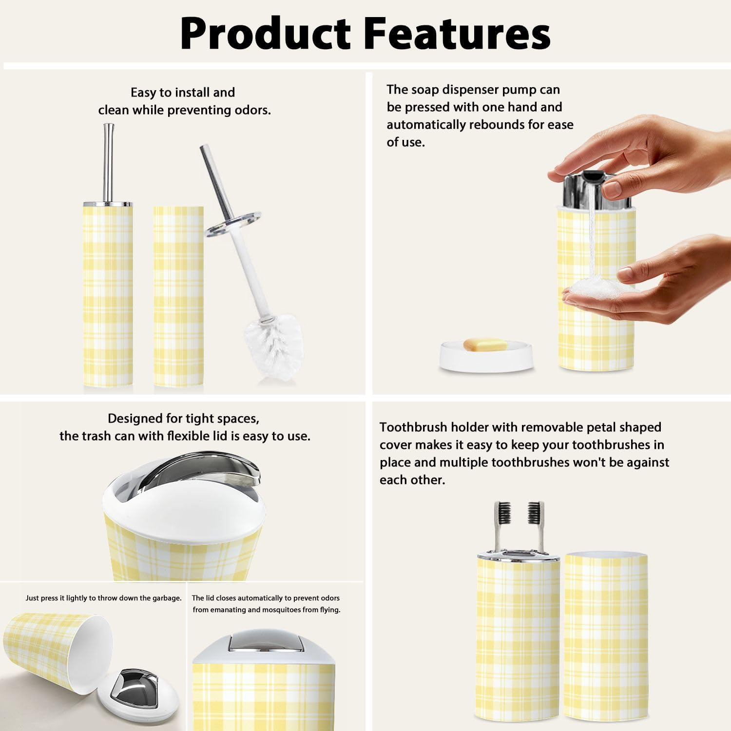 TRANQDEHOM 6-Piece Bathroom Accessory Set