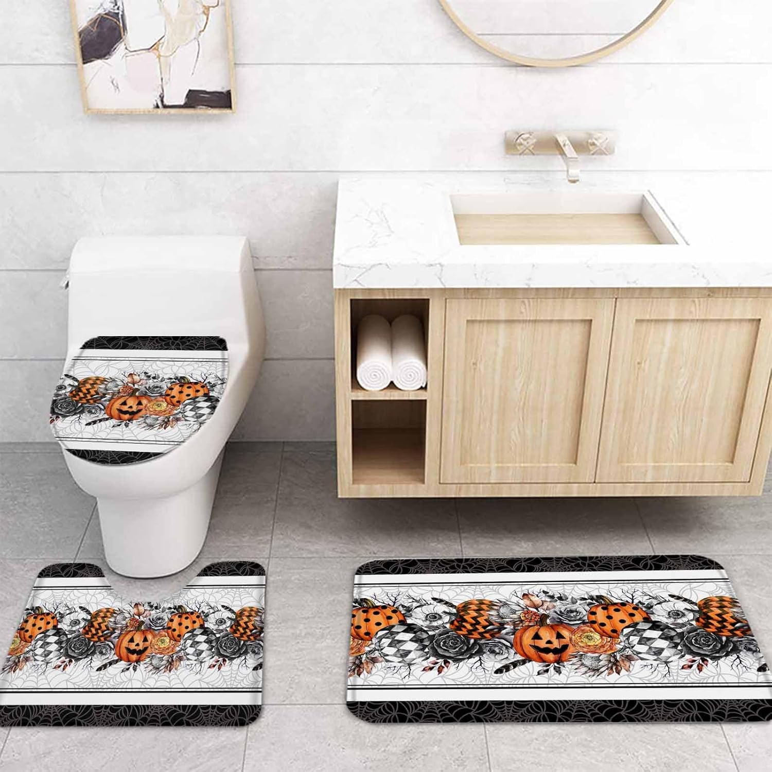 ZOE GARDEN Halloween Bath Set with Rug and Hooks