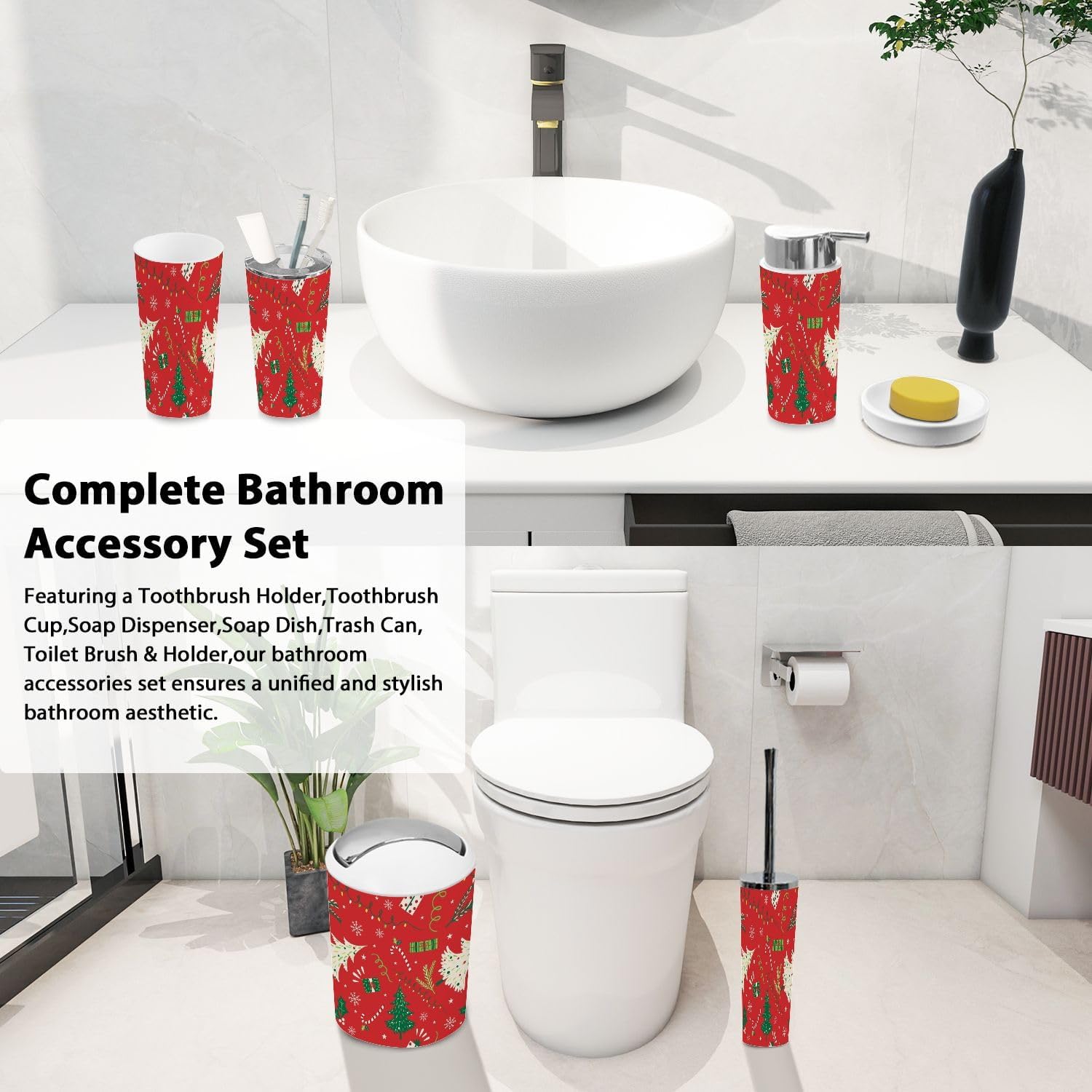 TRANQDEHOM 6-Piece Boho Bathroom Accessories Set 1