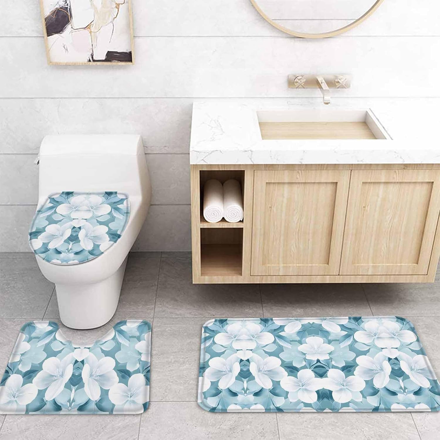 ZOE GARDEN Watercolor Flowers Bathroom Set 1