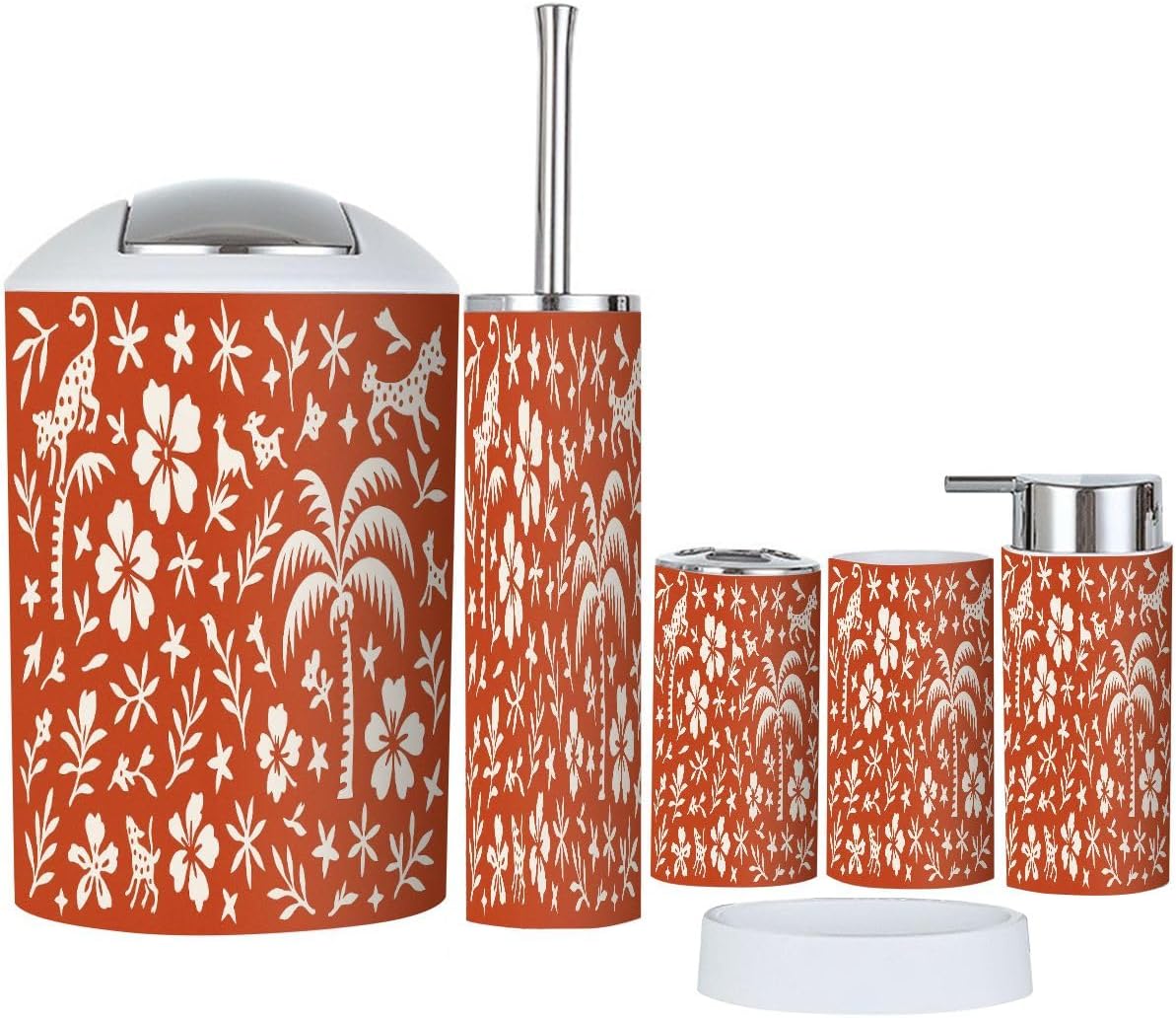 Bohemian Tropical Bathroom Accessory Set 6 Pieces