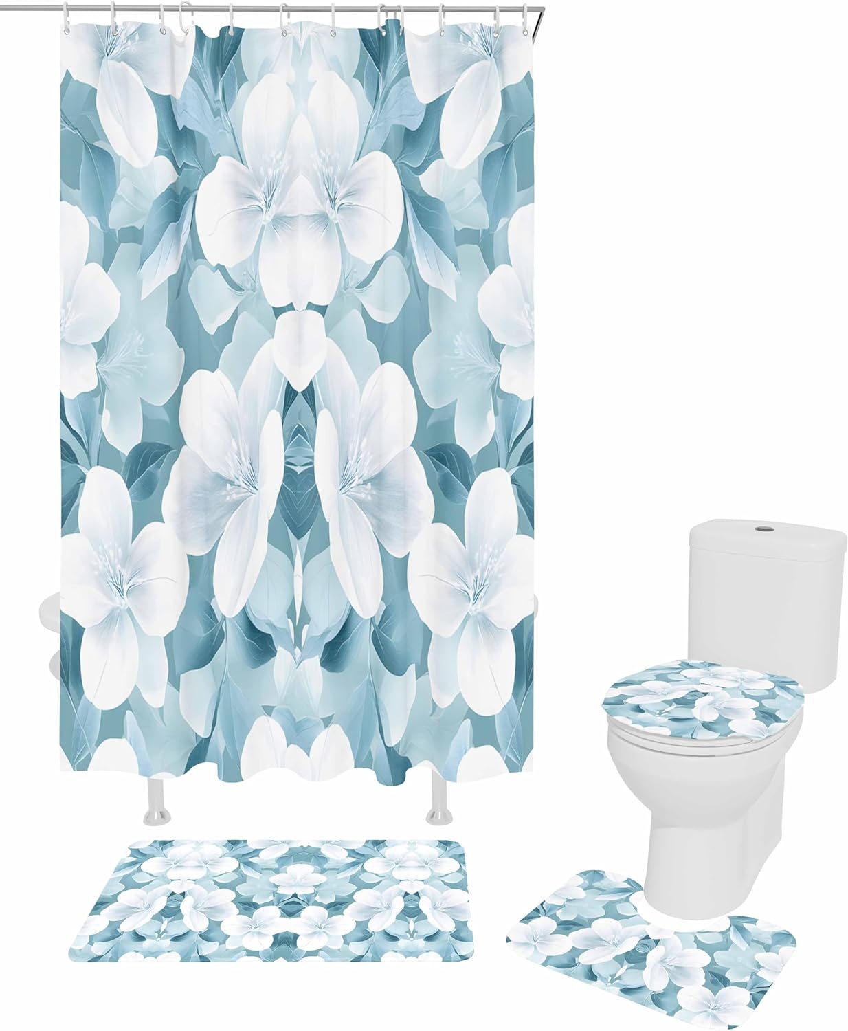 ZOE GARDEN Watercolor Flowers Bathroom Set 1