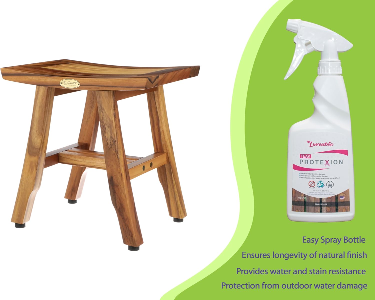 EcoDecors Teak Shower Shaving Foot Rest with Sealer