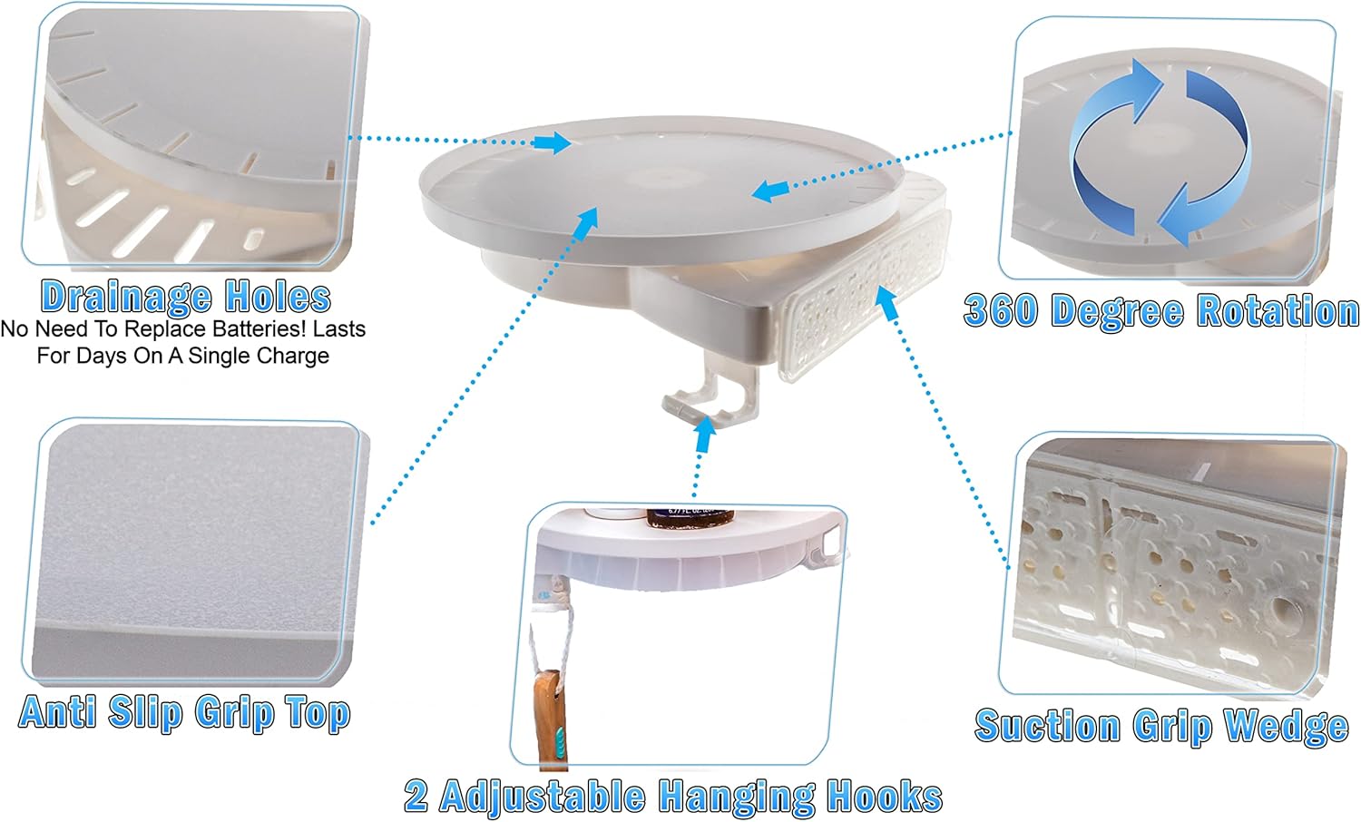 5 Star Super Deals Shower Caddy Rotating Shelf Mount