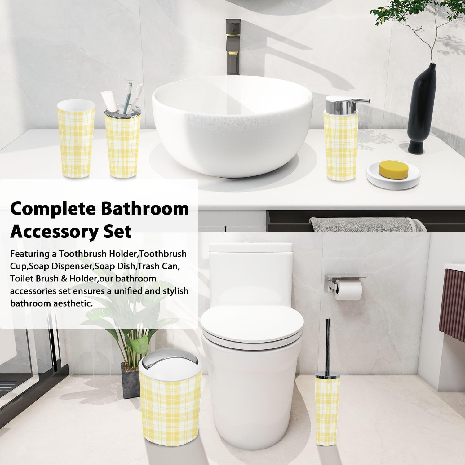 TRANQDEHOM 6-Piece Bathroom Accessory Set