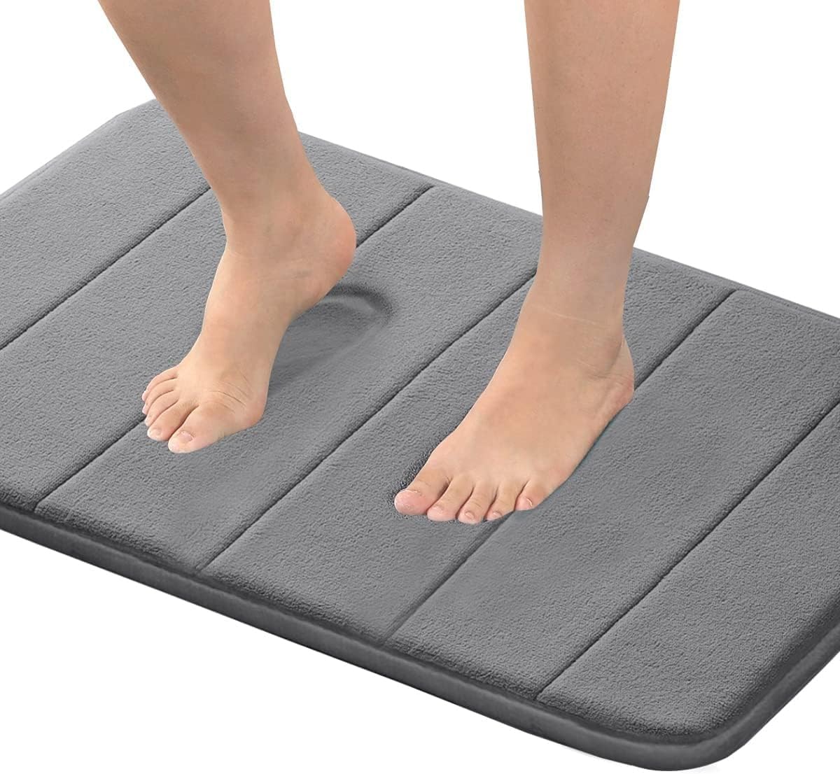 Flamingo P Non Slip Memory Foam Bath Mat Grey 1