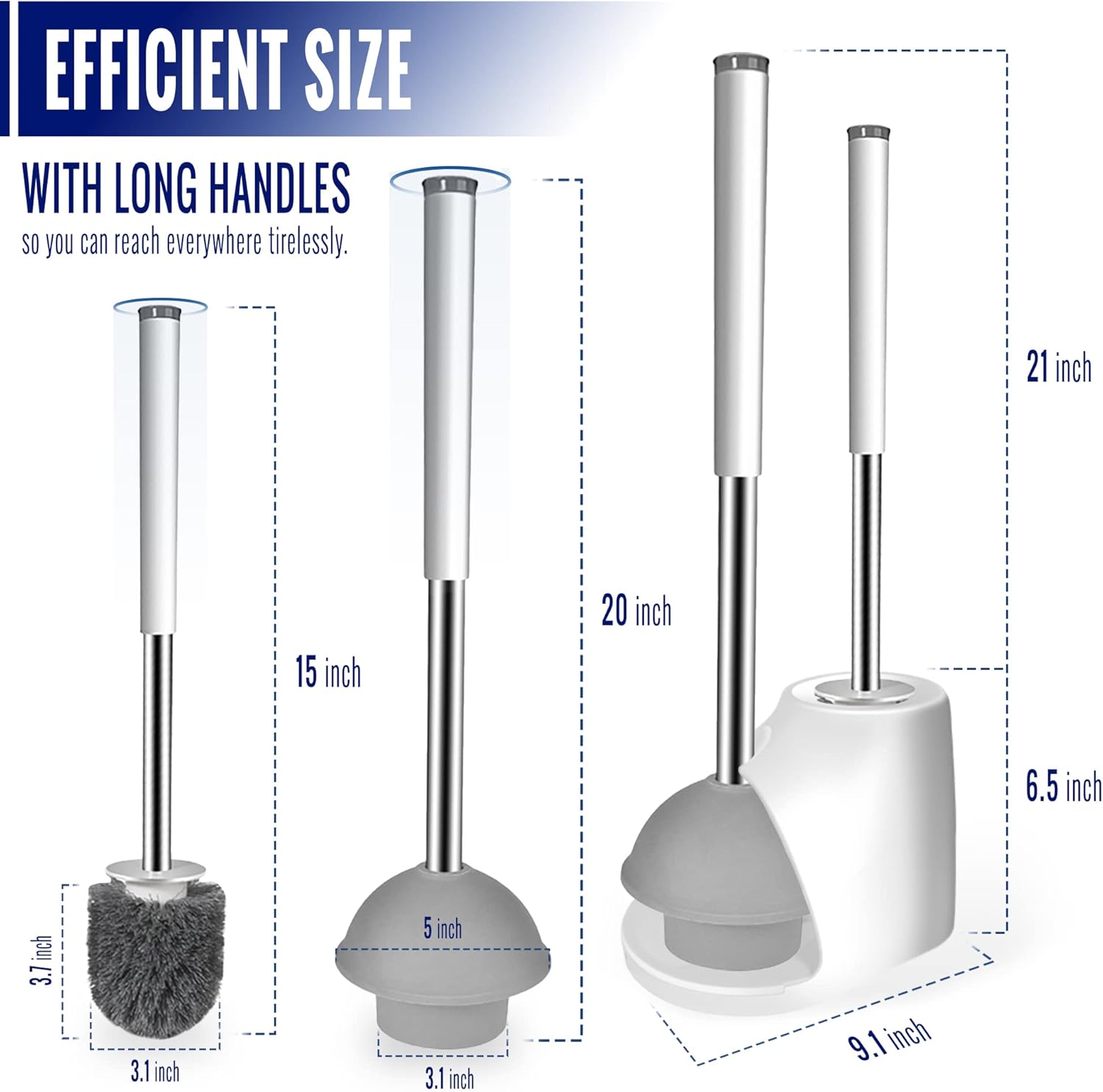 True Fresh Toilet Brush and Plunger Set with Holder Caddy