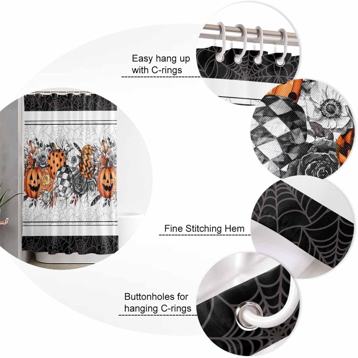 ZOE GARDEN Halloween Bath Set with Rug and Hooks