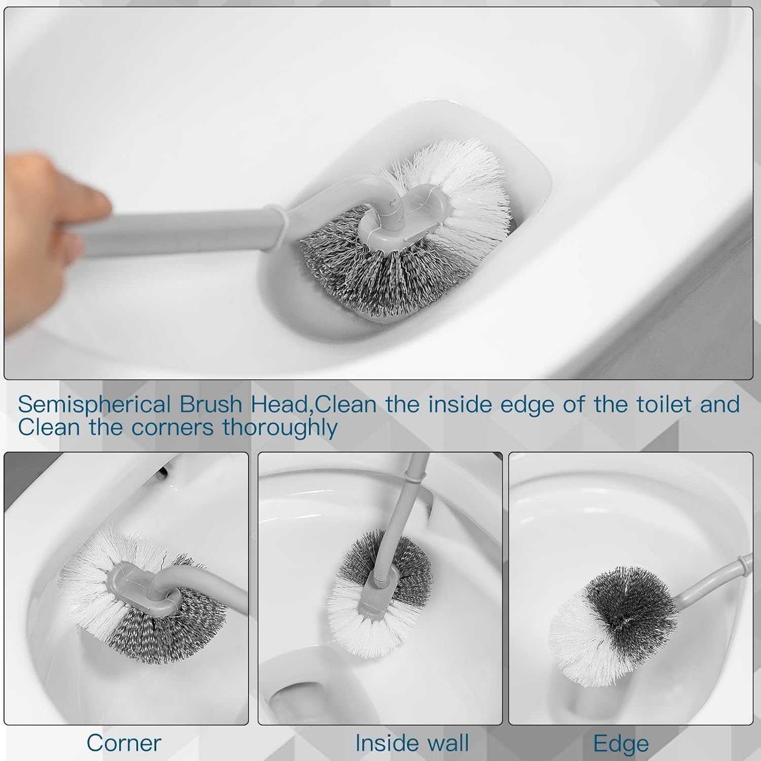 WOBEVB 2Pcs Toilet Brush Set with Curved Design for Deep Cleaning