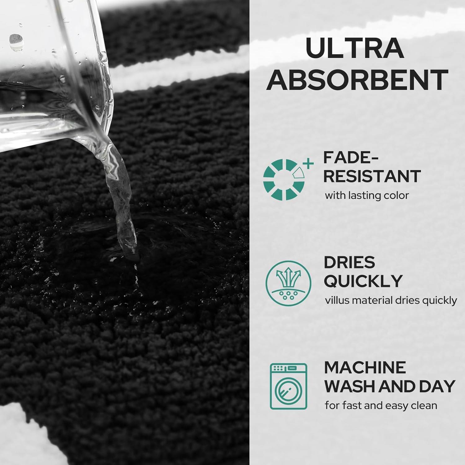 HOMEIDEAS 2-Piece Bath Rug Set Non-Slip Microfiber Mats