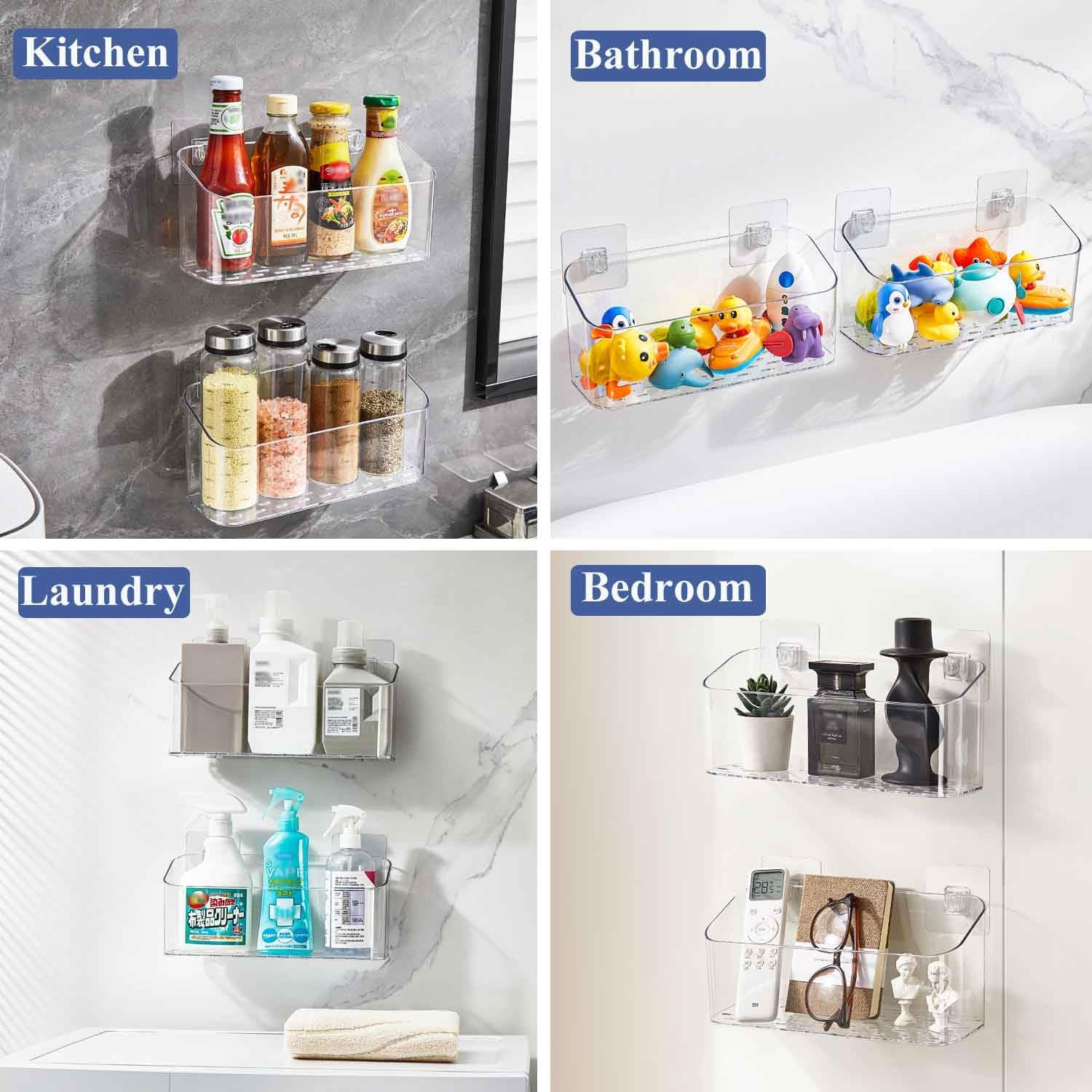 Eunion Adhesive Shower Caddy with Large Capacity and Clear Design