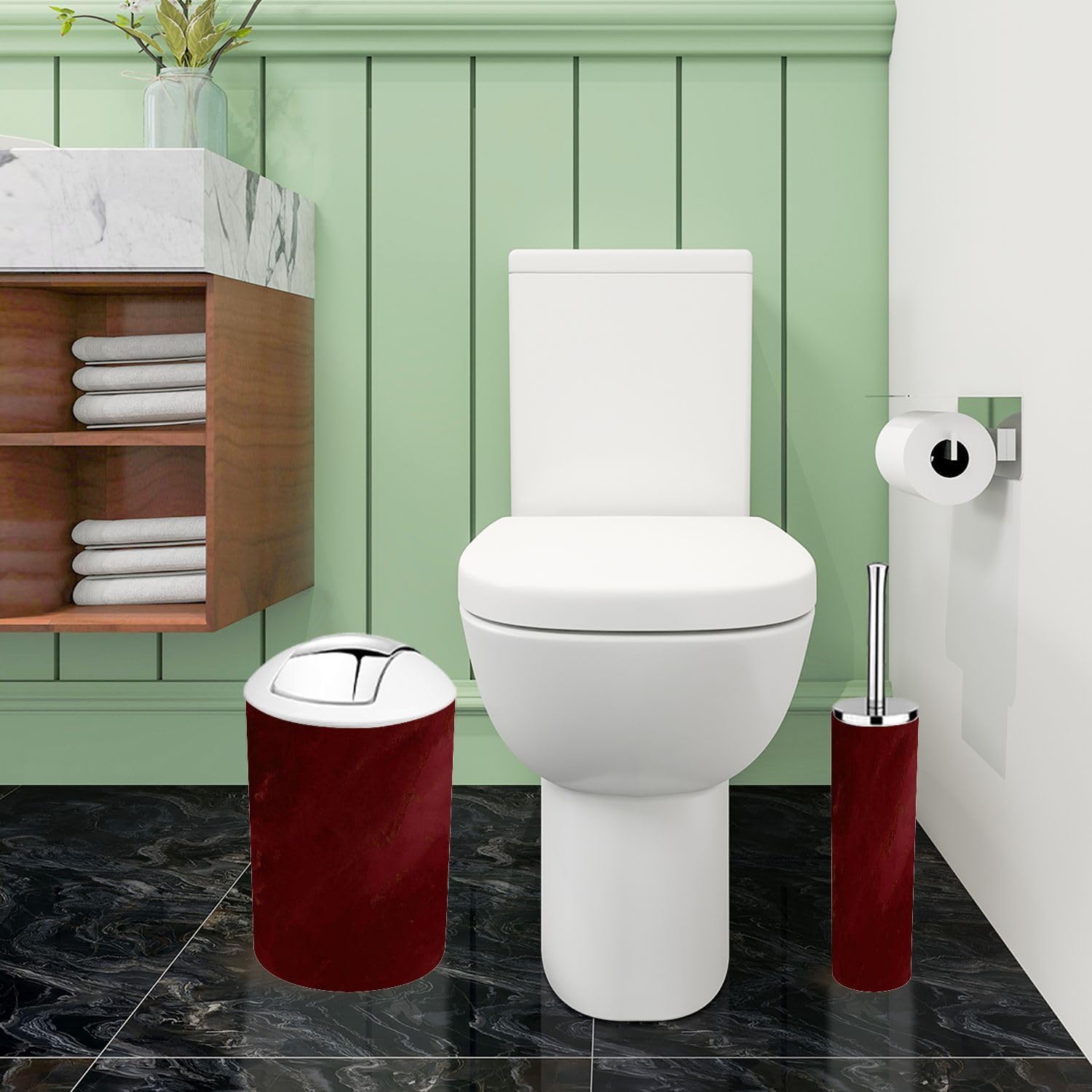 Boho Burgundy Acrylic Bathroom Accessory Set 6 Piece