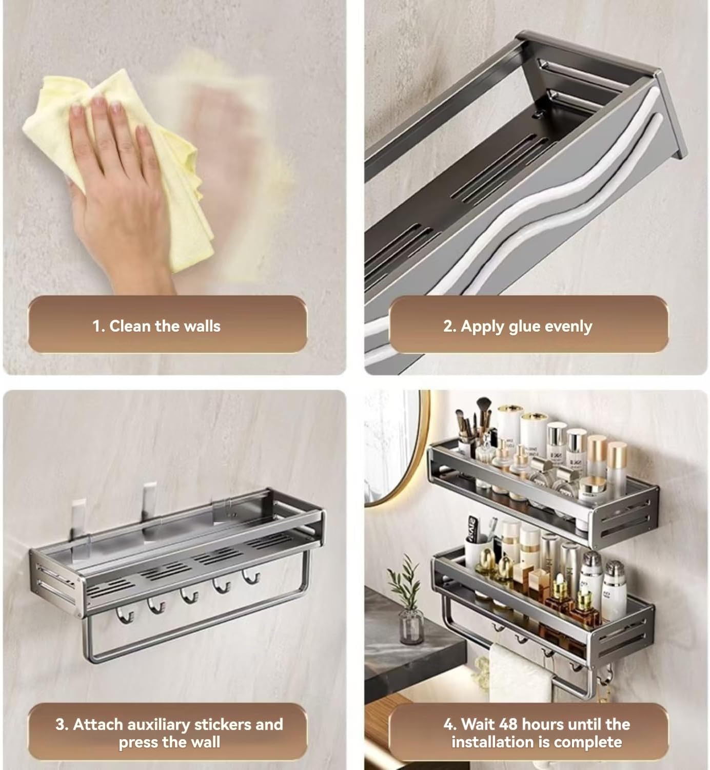 XVESOY Shower Caddy 2-Pack Adhesive Organizer