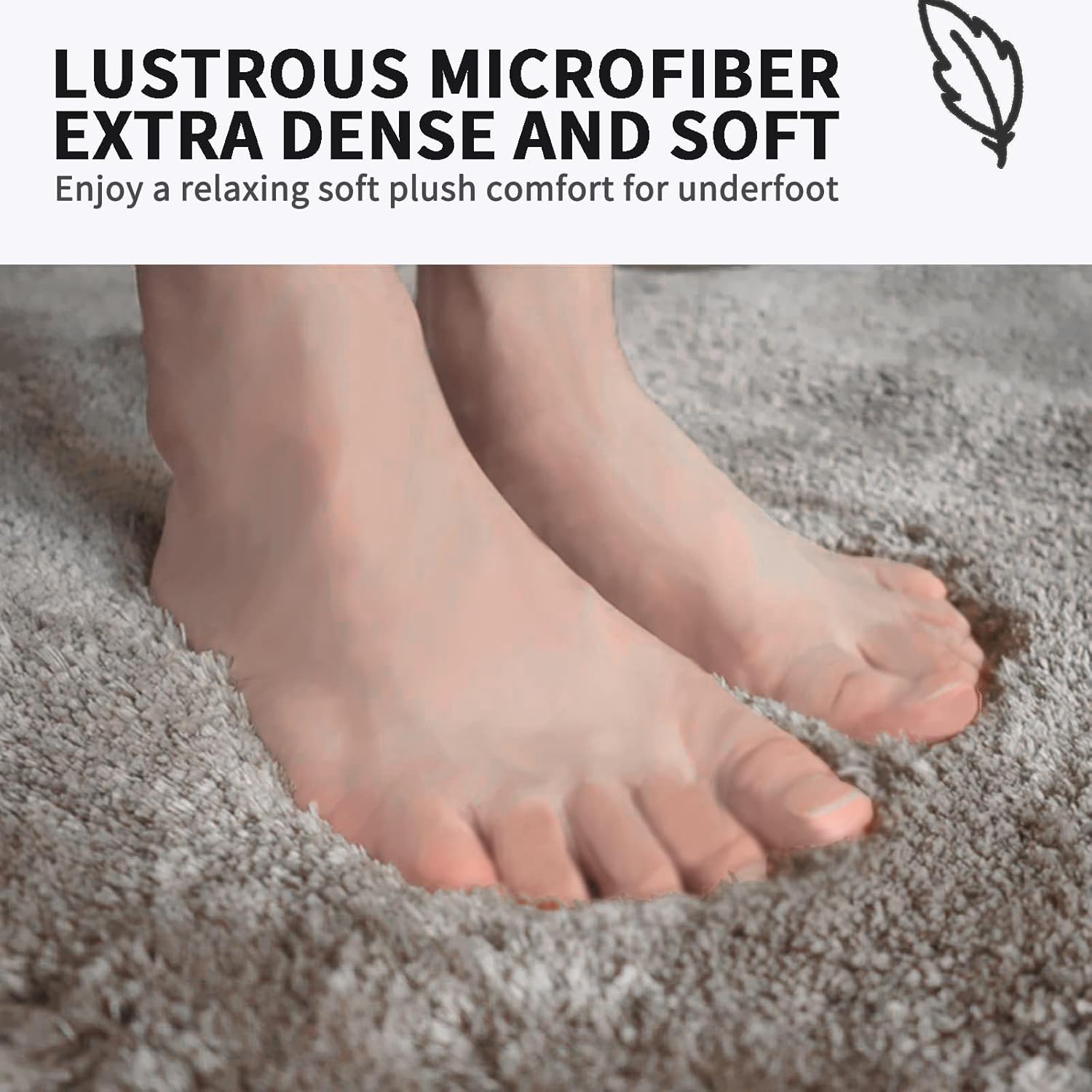 FIFU Bath Rug 17x24 Silver Gray Non-Slip