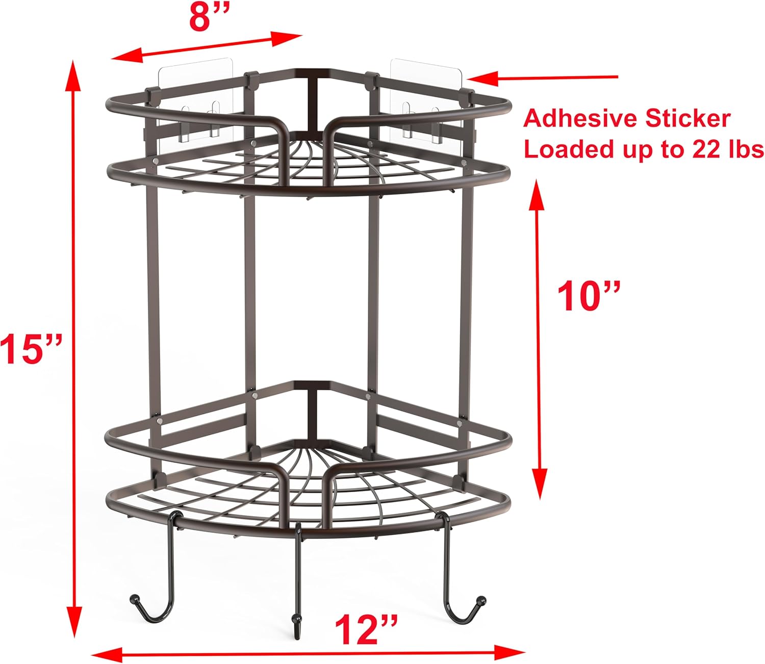Simple Houseware 2-Tier Shower Caddy with Adhesive Mount and Bronze Finish
